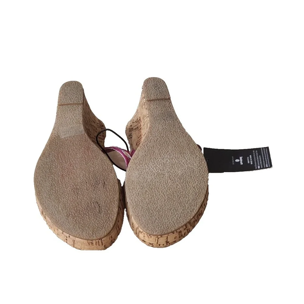 NEW Hype Womens Cork‎ Wedge Sandals Size 8 Pink/Brown 3.25